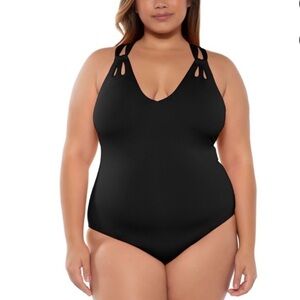 Becca By Rebecca Virtue NWT Black Tear Drop  One Piece Swimsuit Size 2X